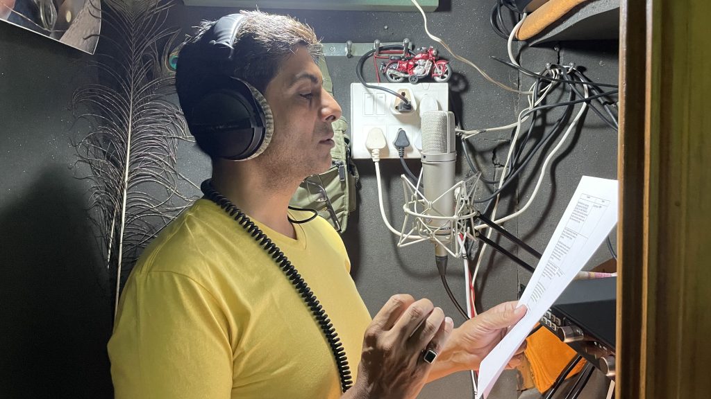 Voice Over Artist Delhi in Sound Recording Studio